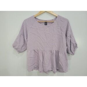 AGNES & DORA Women's Lilac Peplum Top 3/4‎ Sleeve Gauze Blend Size M
